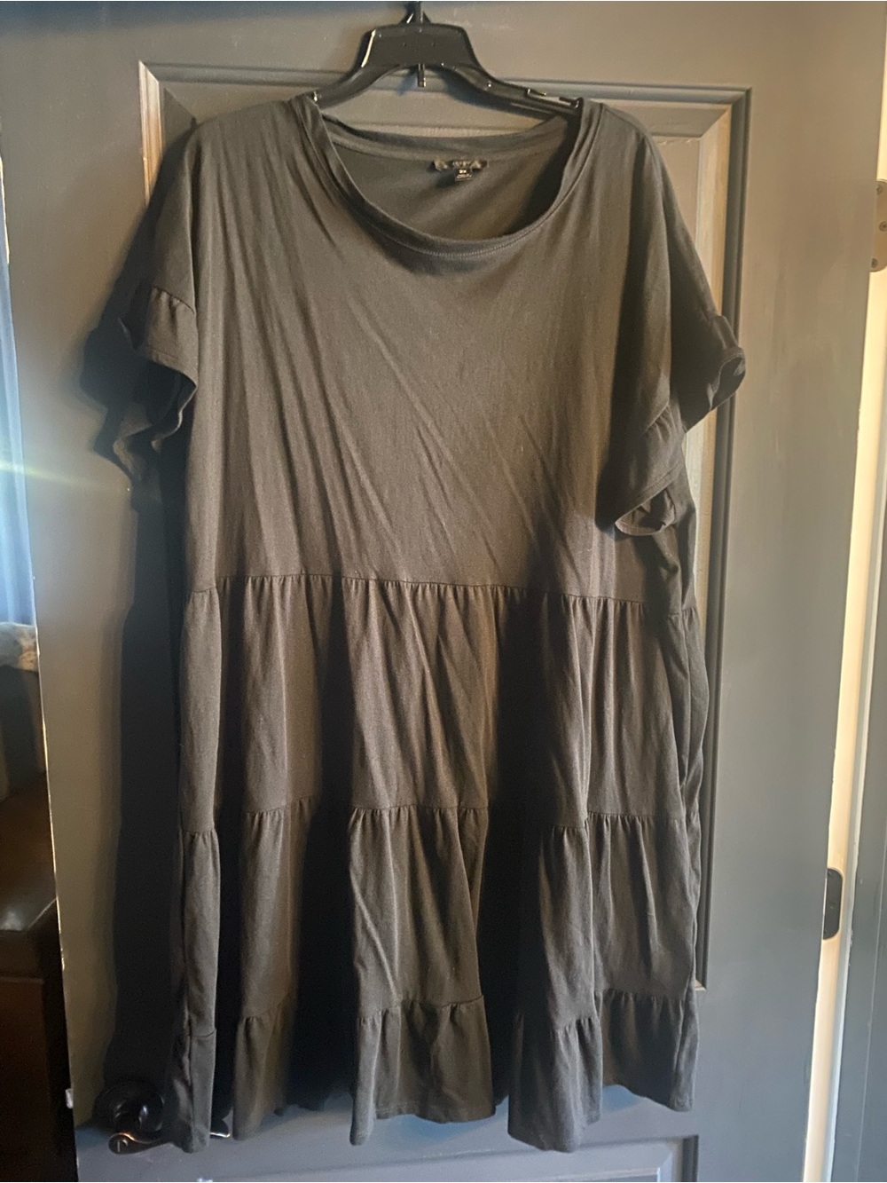 J. Crew Black Tiered Short-Sleeve Babydoll T-Shirt Dress